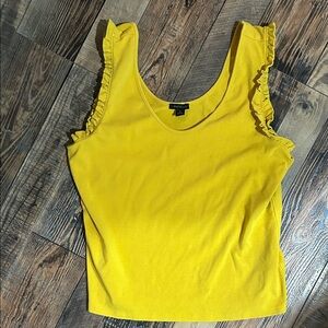 Ann Taylor Mustard Yellow Ruffle Tank Top